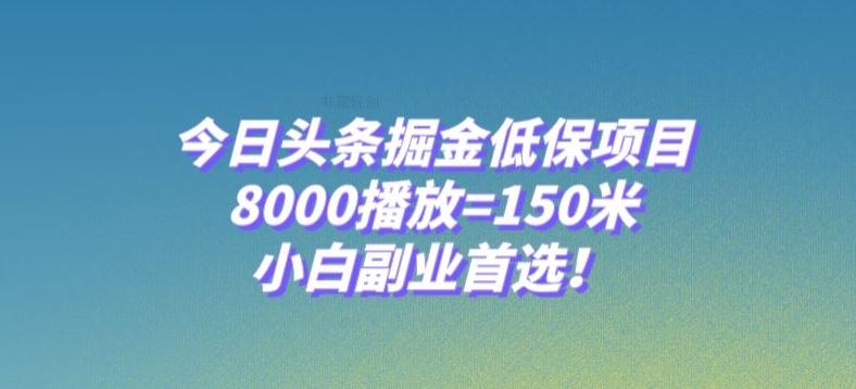今日头条掘金低保项目，8000播放=150米，小白副业首选【揭秘】-搞个副业