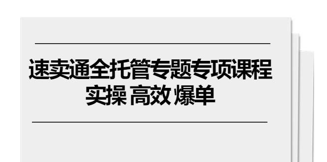 速卖通 全托管专题专项课程，实操 高效 爆单(11节课-搞个副业