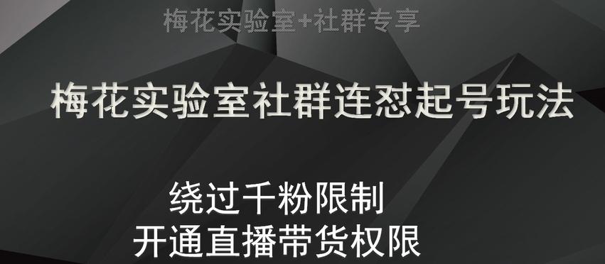 梅花实验室社群连怼起号玩法，视频号绕过千粉限制，开通直播带货权限【揭秘】-搞个副业