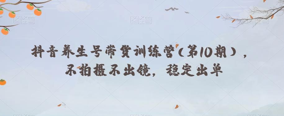 抖音养生号带货训练营(第10期），不拍摄不出镜，稳定出单-搞个副业