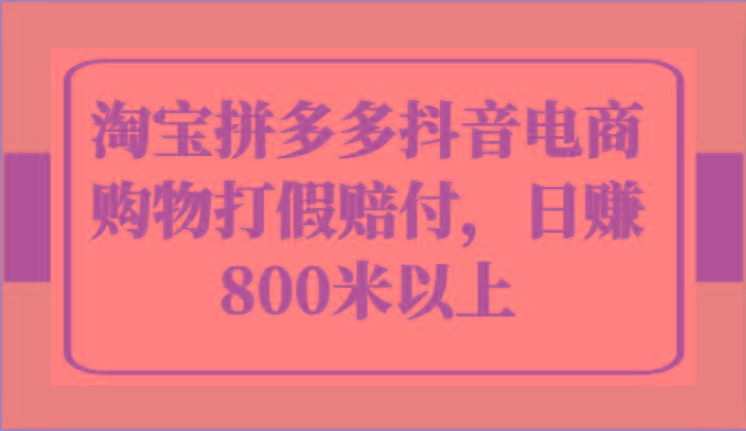 淘宝拼多多抖音电商购物打假赔付，日赚800米以上-搞个副业