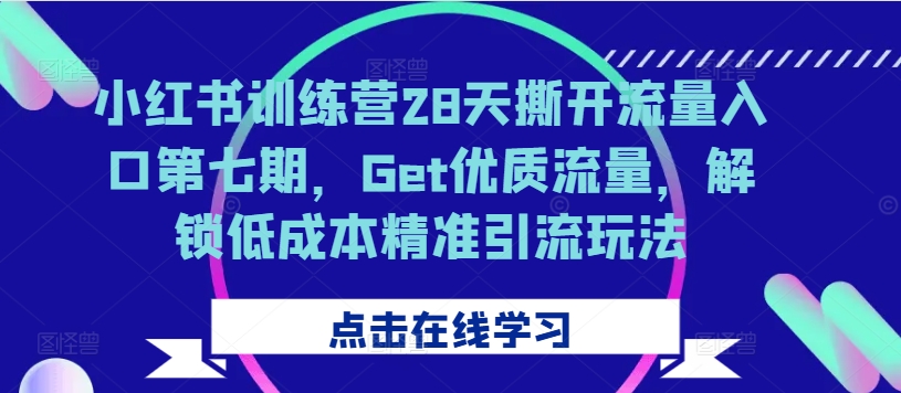 小红书训练营28天撕开流量入口第七期，Get优质流量，解锁低成本精准引流玩法-搞个副业