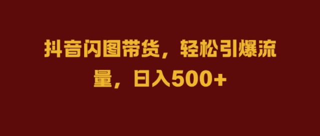 抖音闪图带货，轻松引爆流量，日入几张【揭秘】-搞个副业