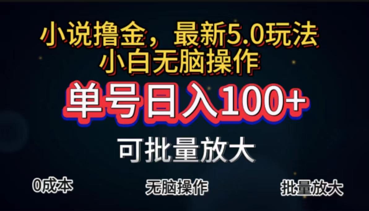 全自动小说撸金，单号日入100+小白轻松上手，无脑操作-搞个副业