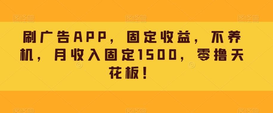 刷广告APP，固定收益，不养机，月收入固定1500，零撸天花板！-搞个副业