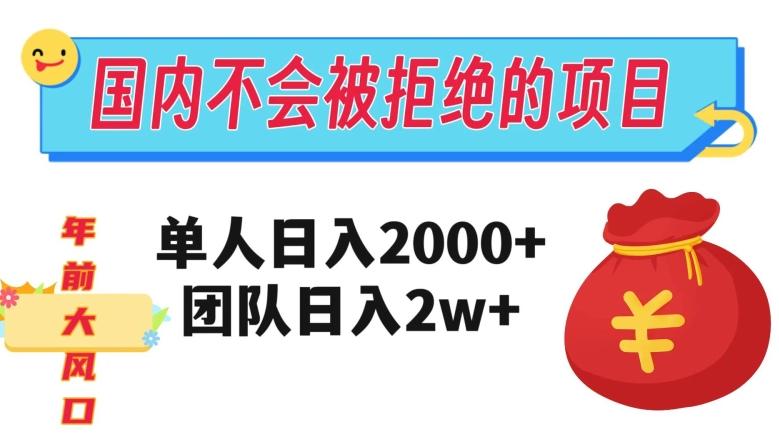 在国内不怕被拒绝的项目，单人日入2000，团队日入20000+【揭秘】-搞个副业