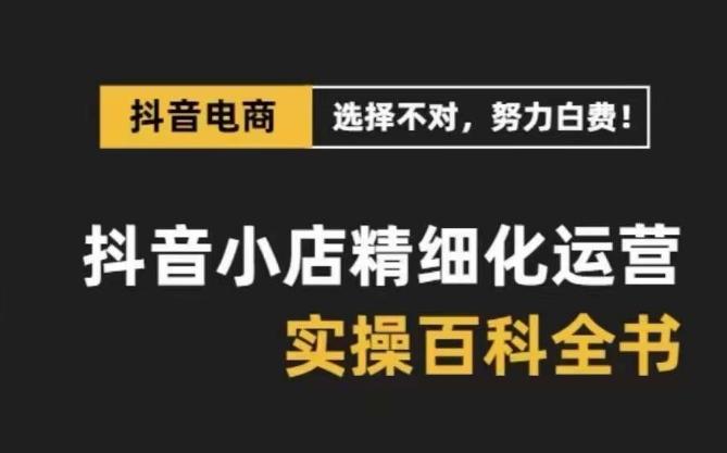 抖音小店精细化运营百科全书，保姆级运营实操讲解-搞个副业