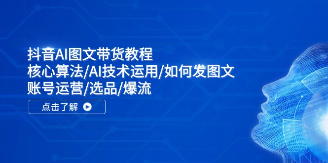 抖音AI图文带货教程：核心算法/AI技术运用/如何发图文/账号运营/选品/爆流-搞个副业