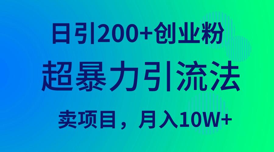 (9654期)超暴力引流法，日引200+创业粉，卖项目月入10W+-搞个副业