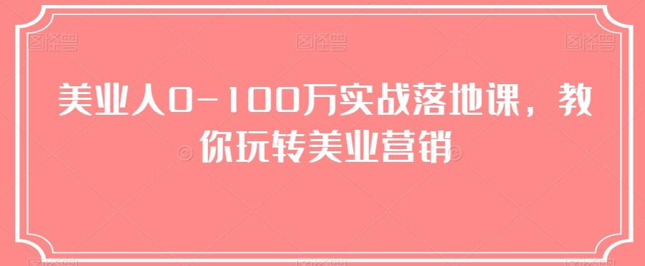 美业人0-100万实战落地课，教你玩转美业营销-搞个副业