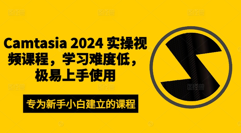 Camtasia 2024 实操视频课程，学习难度低，极易上手使用-搞个副业