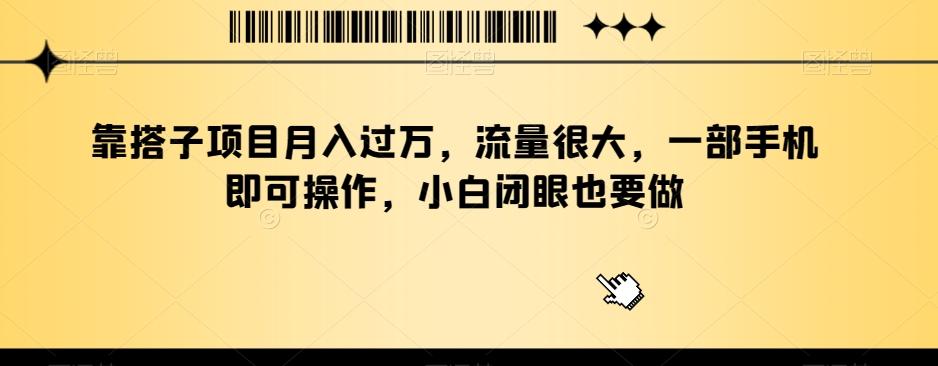靠搭子项目月入过万，流量很大，一部手机即可操作，小白闭眼也要做-搞个副业