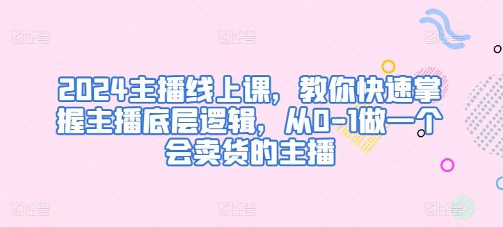 2024主播线上课，教你快速掌握主播底层逻辑，从0-1做一个会卖货的主播-搞个副业