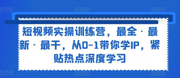 短视频实操训练营，最全·最新·最干，从0-1带你学IP，紧贴热点深度学习-搞个副业