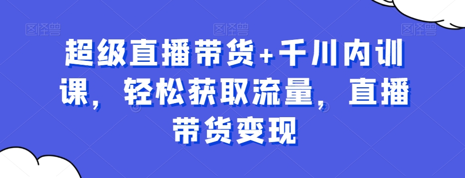 超级直播带货+千川内训课，轻松获取流量，直播带货变现-搞个副业