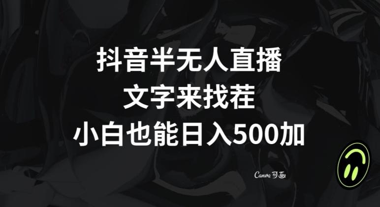 抖音半无人直播，文字来找茬小游戏，每天收益500+【揭秘】-搞个副业