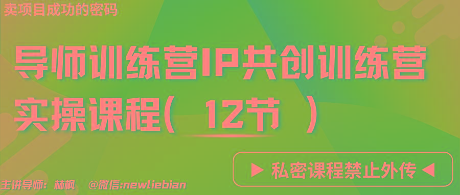 导师训练营3.0IP共创训练营私密实操课程(12节)-卖项目的密码成功秘诀-搞个副业