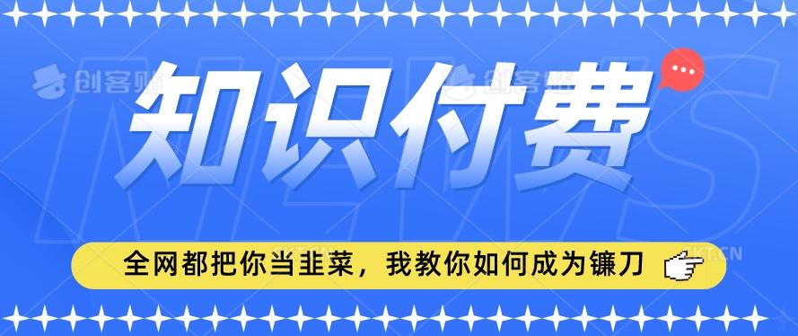 2024最新知识付费项目，小白也能轻松入局，全网都在教你做项目，我教你做镰刀【揭秘】-搞个副业