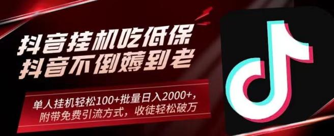 抖音挂机吃低保项目，单人挂机轻松100+批量日入2000+，附带免费引流方式，收徒轻松破万-搞个副业