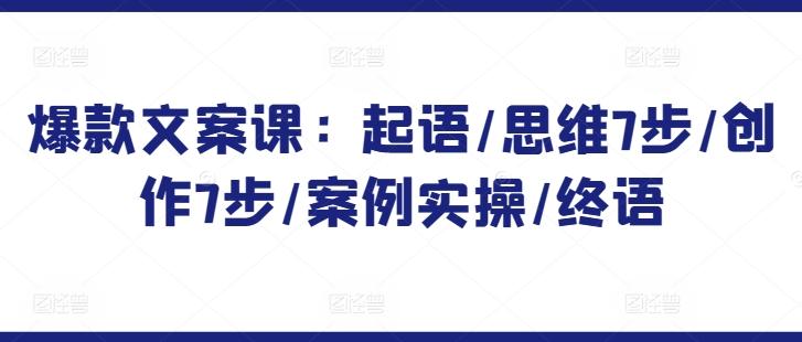 爆款文案课：起语/思维7步/创作7步/案例实操/终语-搞个副业