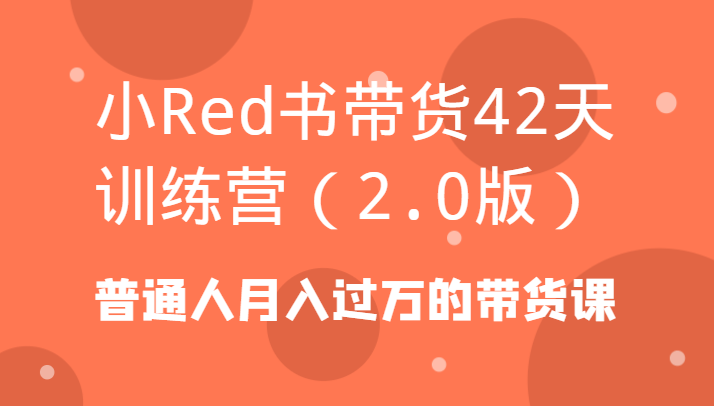 小Red书带货42天训练营(2.0版)普通人月入过万的带货课-搞个副业