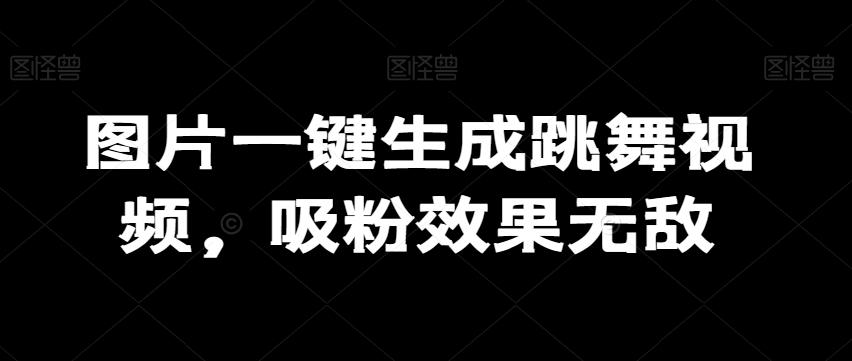图片一键生成跳舞视频，吸粉效果无敌-搞个副业