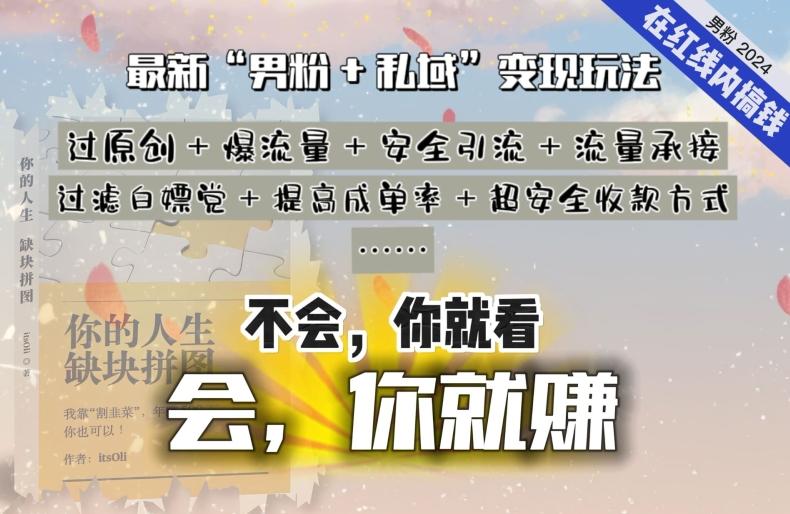 2024，“男粉+私域”还是最耐造、最赚、最轻松、最愉快的变现方式【揭秘】-搞个副业