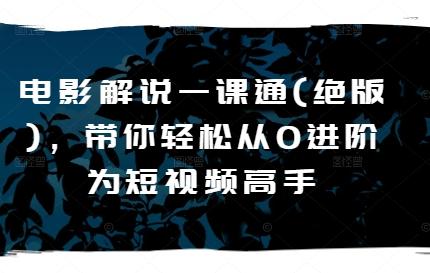 电影解说一课通(绝版)，带你轻松从0进阶为短视频高手-搞个副业