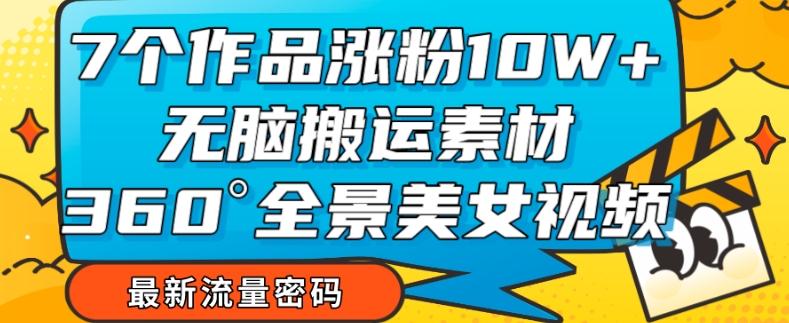 7个作品涨粉10W+，无脑搬运素材，全景美女视频爆款玩法分享【揭秘】-搞个副业