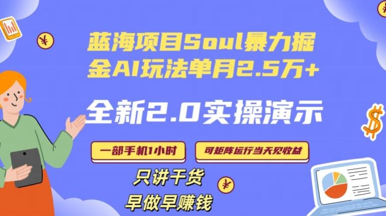 Soul怎么做到单月变现25000+全新2.0AI掘金玩法全程实操演示小白好上手【揭秘】-搞个副业