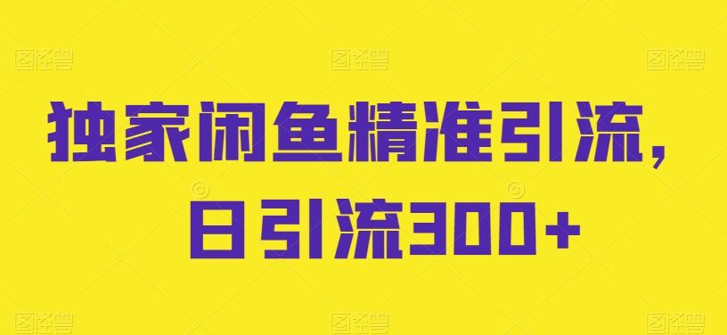 独家闲鱼精准引流，日引流300+【揭秘】-搞个副业