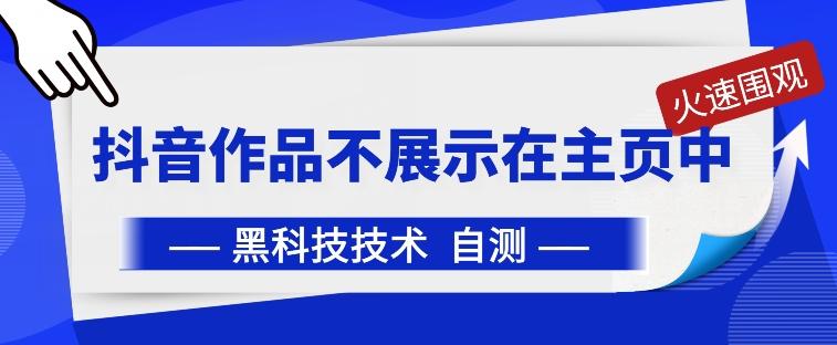 抖音黑科技：抖音作品不展示在主页中【揭秘】-搞个副业