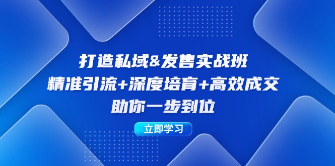 打造私域&发售实操班：精准引流+深度培育+高效成交，助你一步到位-搞个副业