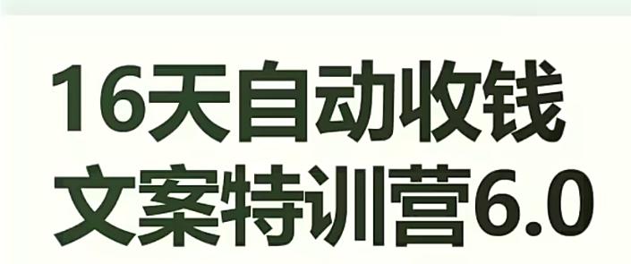 16天自动收钱文案特训营6.0，学会儿每天自动咔咔收钱-搞个副业
