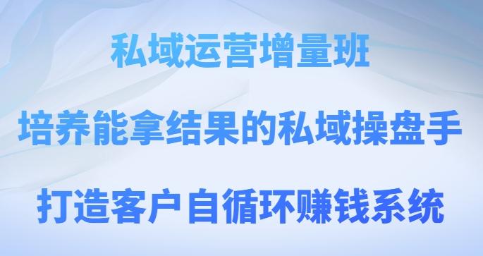 私域运营增量班，培养能拿结果的私域操盘手，打造客户自循环赚钱系统-搞个副业
