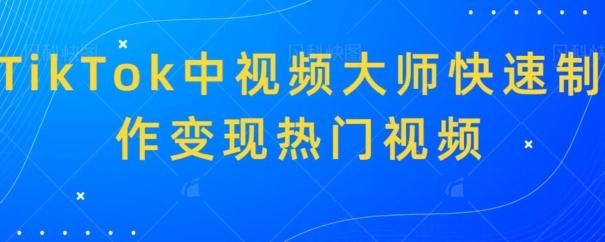 TikTok中视频大师快速制作变现热门视频-搞个副业