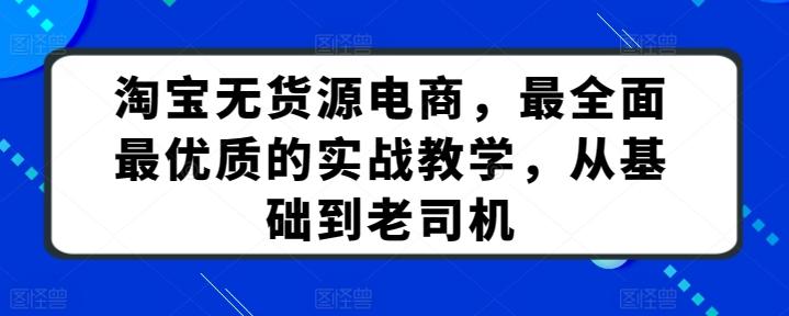 淘宝无货源电商，最全面最优质的实战教学，从基础到老司机-搞个副业