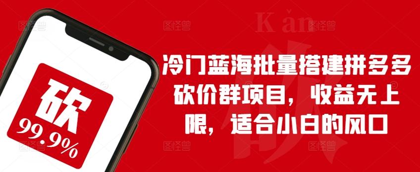 冷门蓝海批量搭建拼多多砍价群项目，收益无上限，适合小白的风口【揭秘】-搞个副业