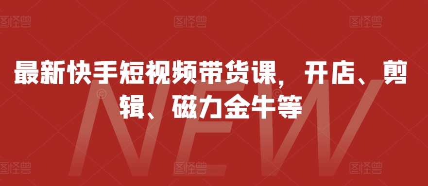 最新快手短视频带货课，开店、剪辑、磁力金牛等-搞个副业