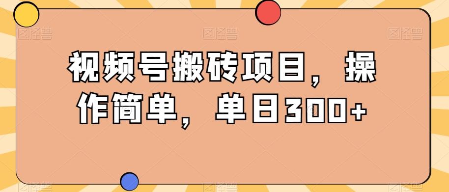 视频号搬砖项目，操作简单，单日300+-搞个副业