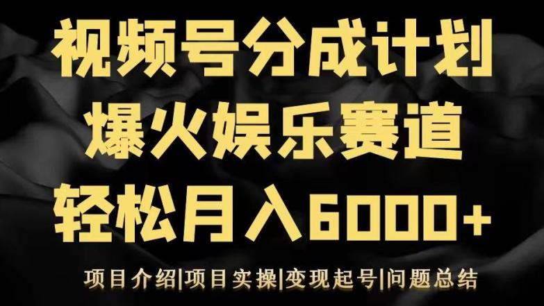 视频号创作分成计划之娱乐赛道轻松日入500+-搞个副业