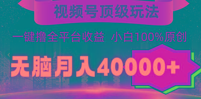 (9281期)视频号顶级玩法，无脑月入40000+，一键撸全平台收益，纯小白也能100%原创-搞个副业