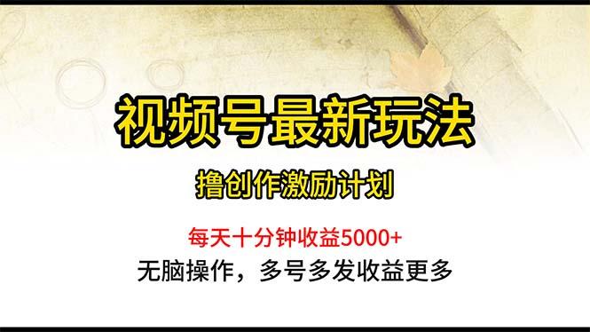 视频号最新玩法，每日一小时月入5000+-搞个副业