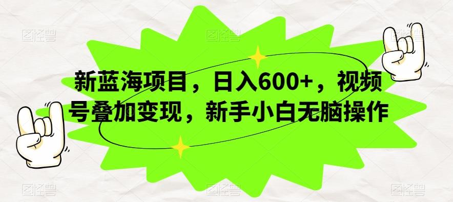 新蓝海项目，日入600+，视频号叠加变现，新手小白无脑操作【揭秘】-搞个副业