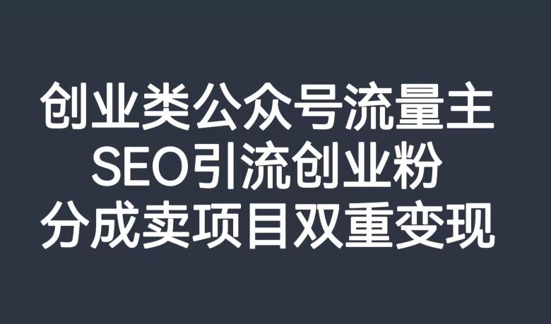 创业类公众号流量主，SEO引流创业粉，分成卖项目双重变现【揭秘】-搞个副业