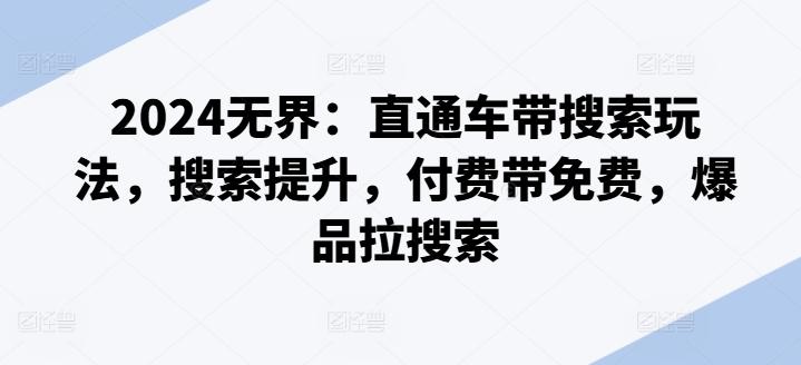 2024无界：直通车带搜索玩法，搜索提升，付费带免费，爆品拉搜索-搞个副业
