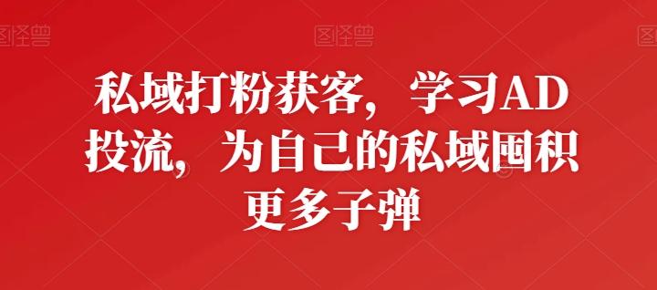 私域打粉获客，学习AD投流，为自己的私域囤积更多子弹-搞个副业