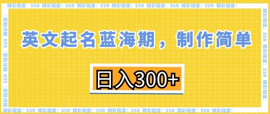 英文起名蓝海期，制作简单，日入300+【揭秘】-搞个副业