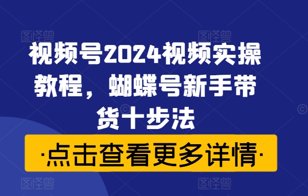 视频号2024视频实操教程，蝴蝶号新手带货十步法-搞个副业