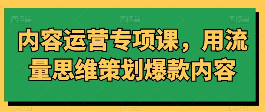内容运营专项课，用流量思维策划爆款内容-搞个副业